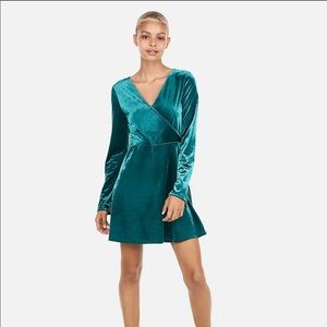 Express Velvet Surplice Fit Dress w/ Flare Sleeves
